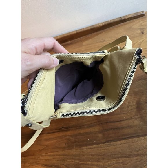 Kooba Y2K Vintage Handcrafted Leather Crossbody Bag Asymmetrical Zipper Yellow - Picture 7 of 14